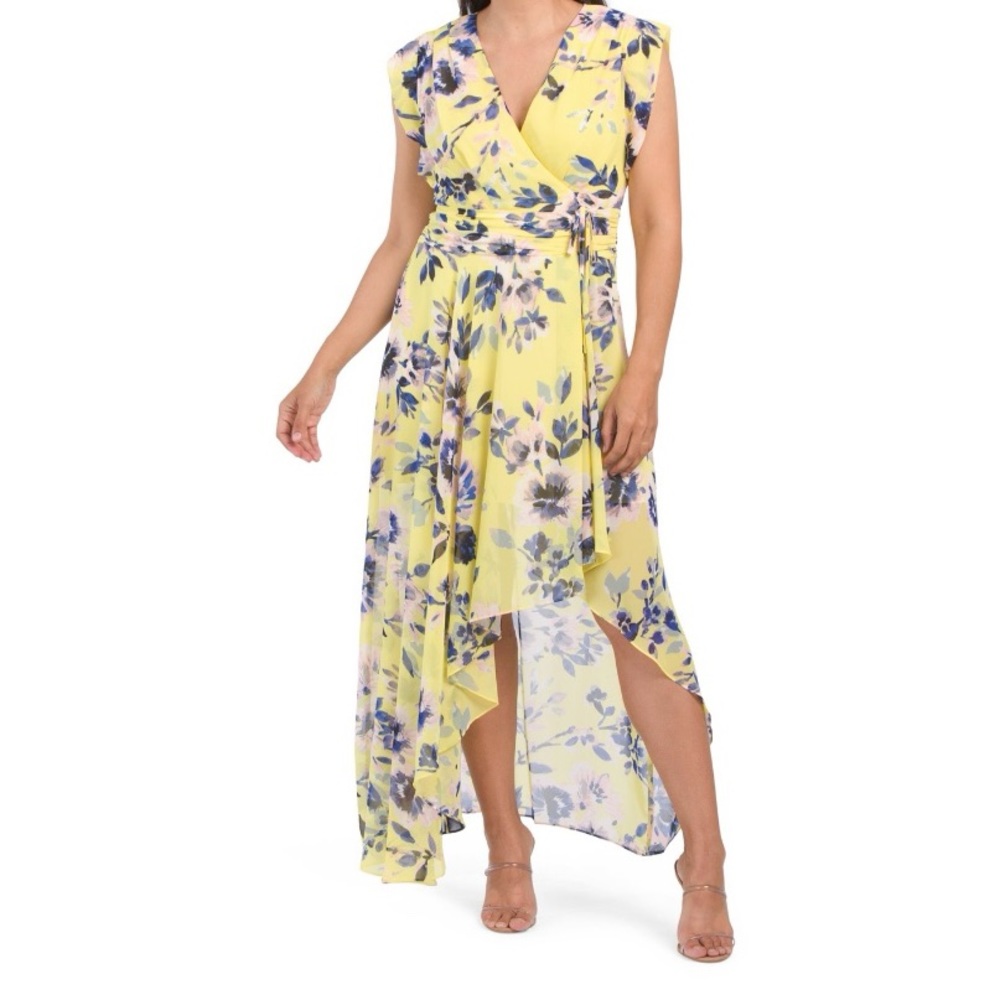 Eliza J. Hi Low Hem Floral Print MIDI Dress